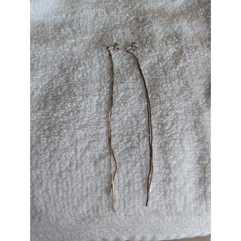 925‎ STERLING SILVER DROP DANGLING EARRINGS 4.5"